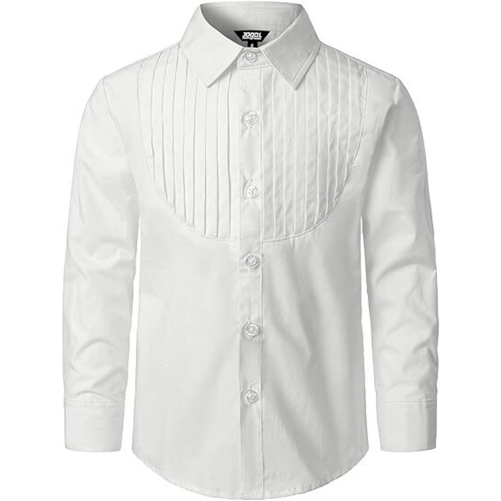 MSRP $33 JOGAL Boy's 12Y White Dress Tuxedo Shirt Kids Pleated Button Down